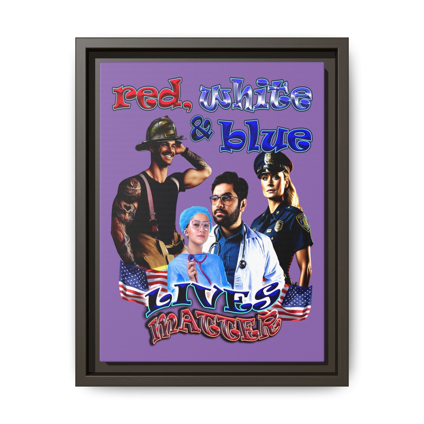 rw&b lives matter - framed canvas art (light purple)