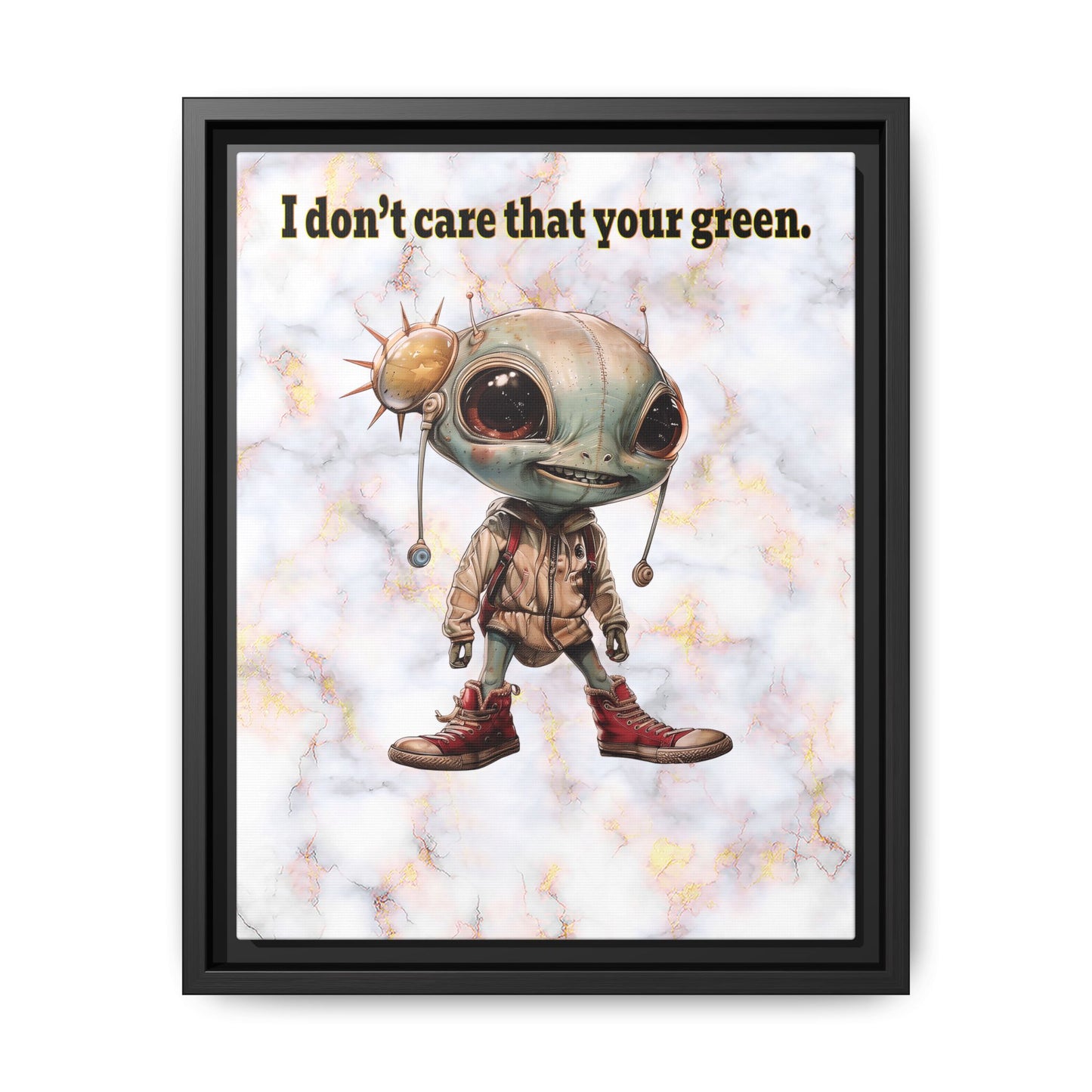 I don't care that your green - framed canvas art (white marble)