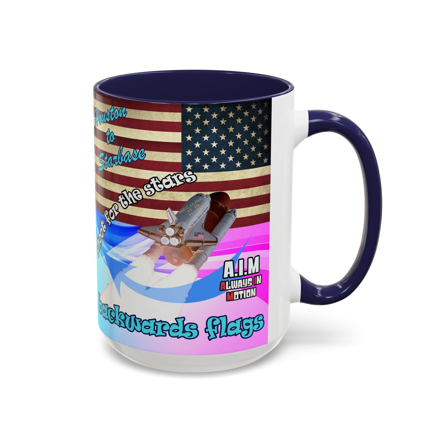 shoot for the stars - Accent Mug (light blue-pink wave)