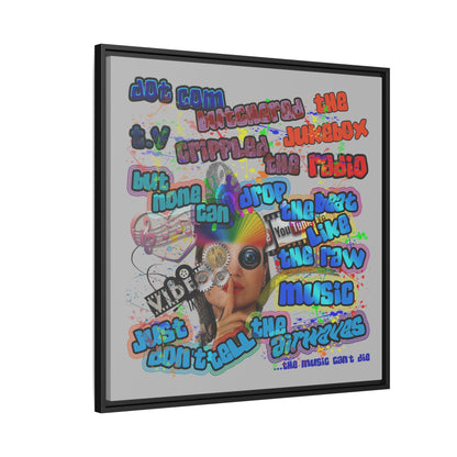 drop the beat - framed canvas art (light grey)