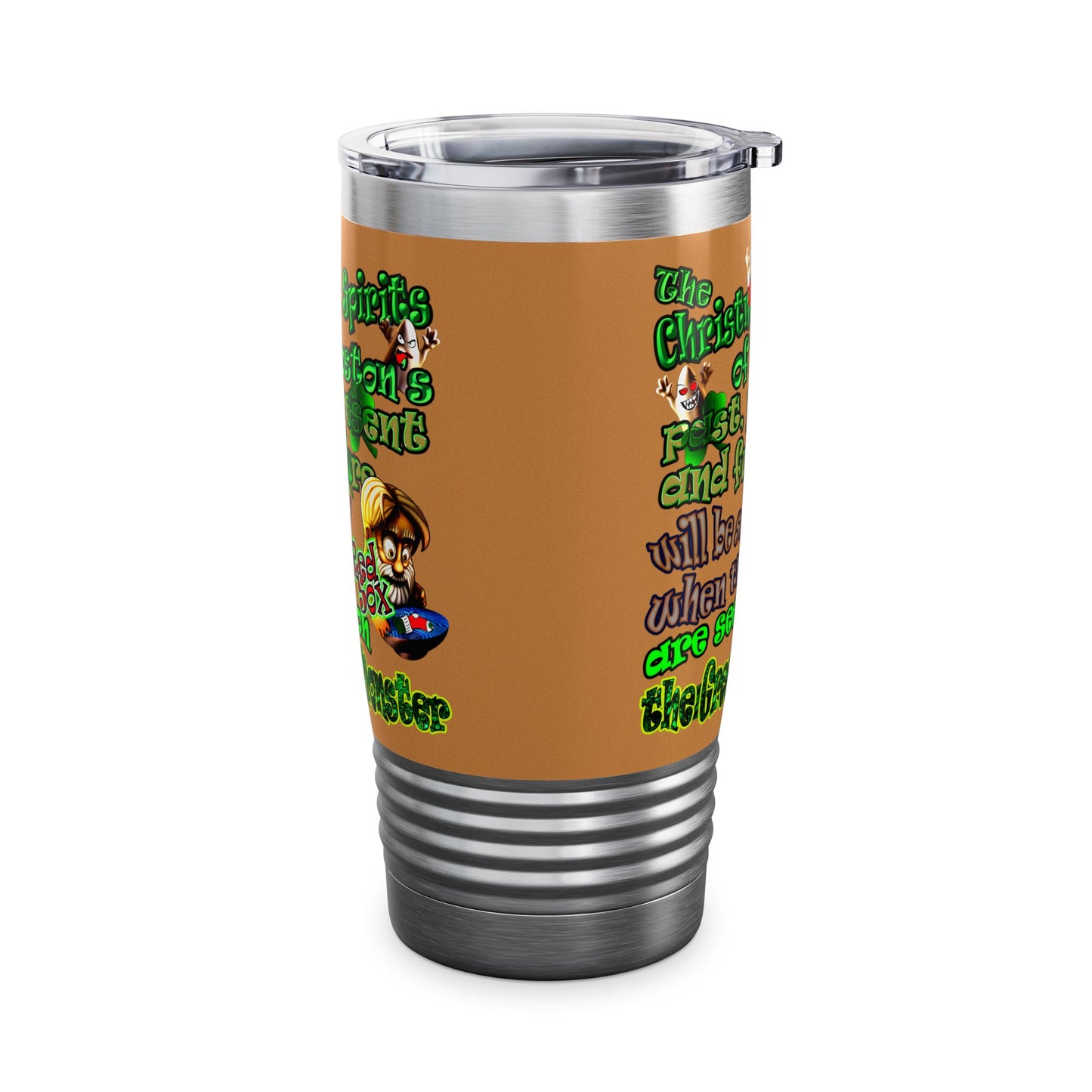 christmas spirits of boston - Ringneck Tumbler, 20oz (light brown)