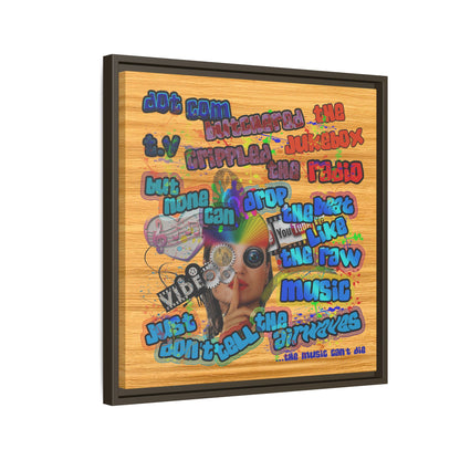 drop the beat - framed canvas art (butterscotch wood finish)