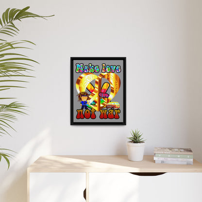 love peace - framed canvas art (grey)