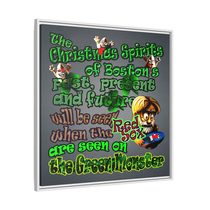 christmas spirits of boston - framed canvas art (grey-light grey)