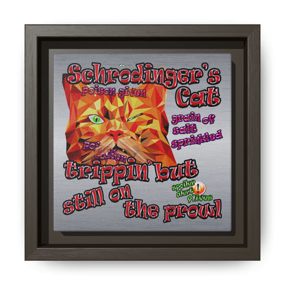 schrodinger's cat - framed canvas art (brushed nickel)