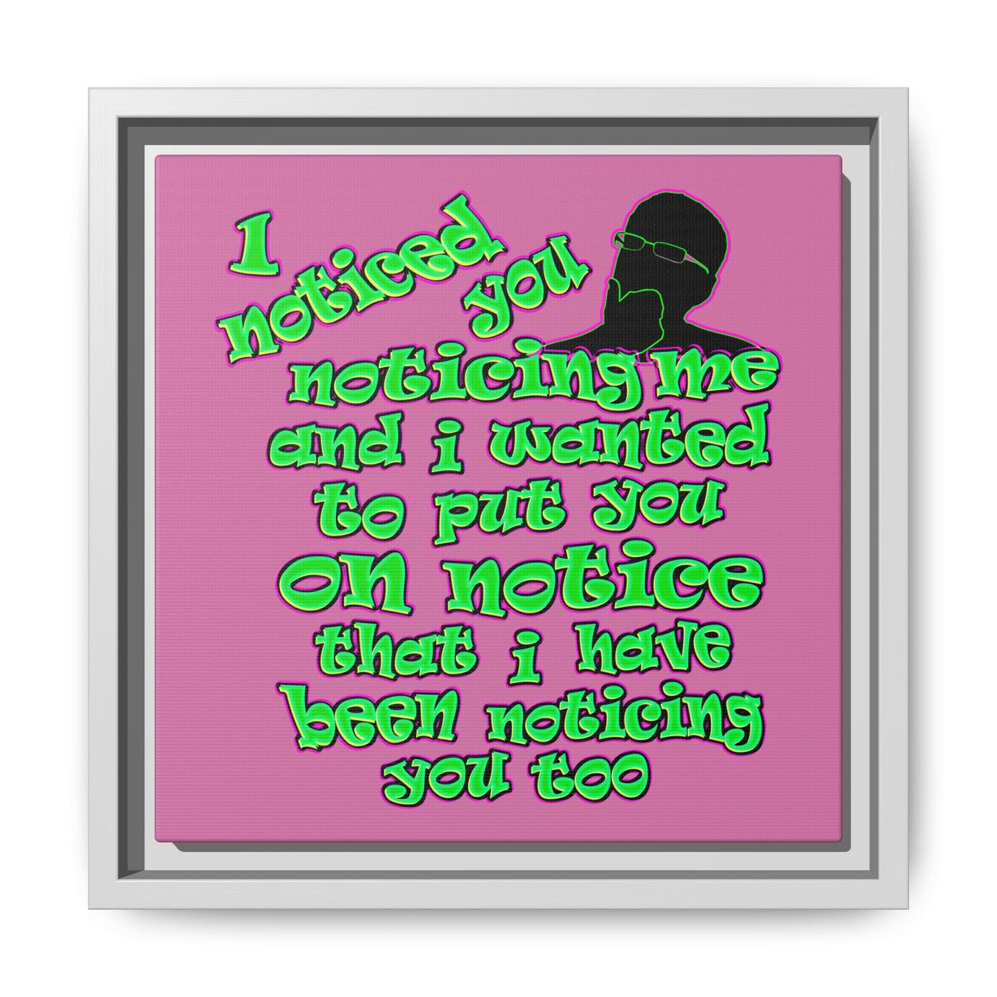 noticed you noticing - framed canvas art (light pink)