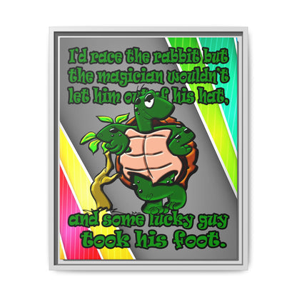 turtle race - framed canvas art (rainbow split)