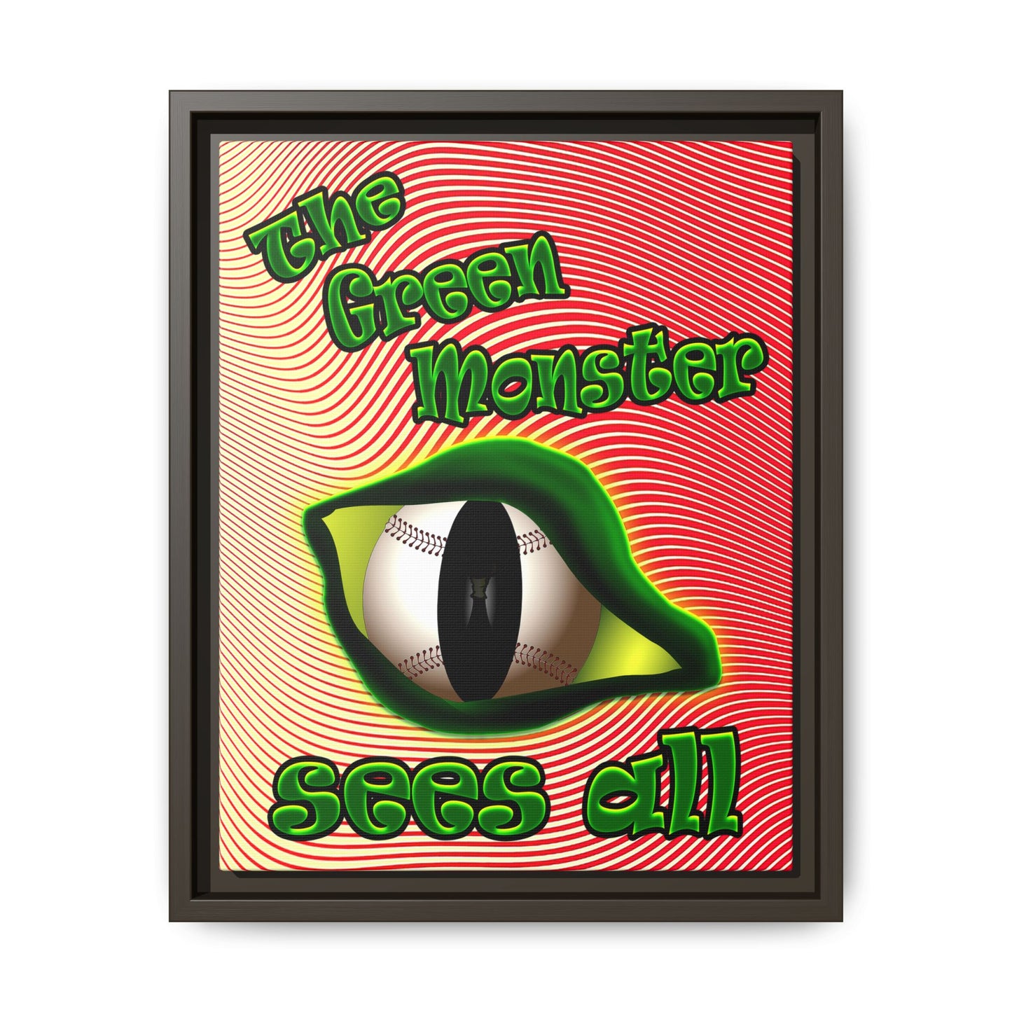 green monster - framed canvas art (yellow-orange wave)
