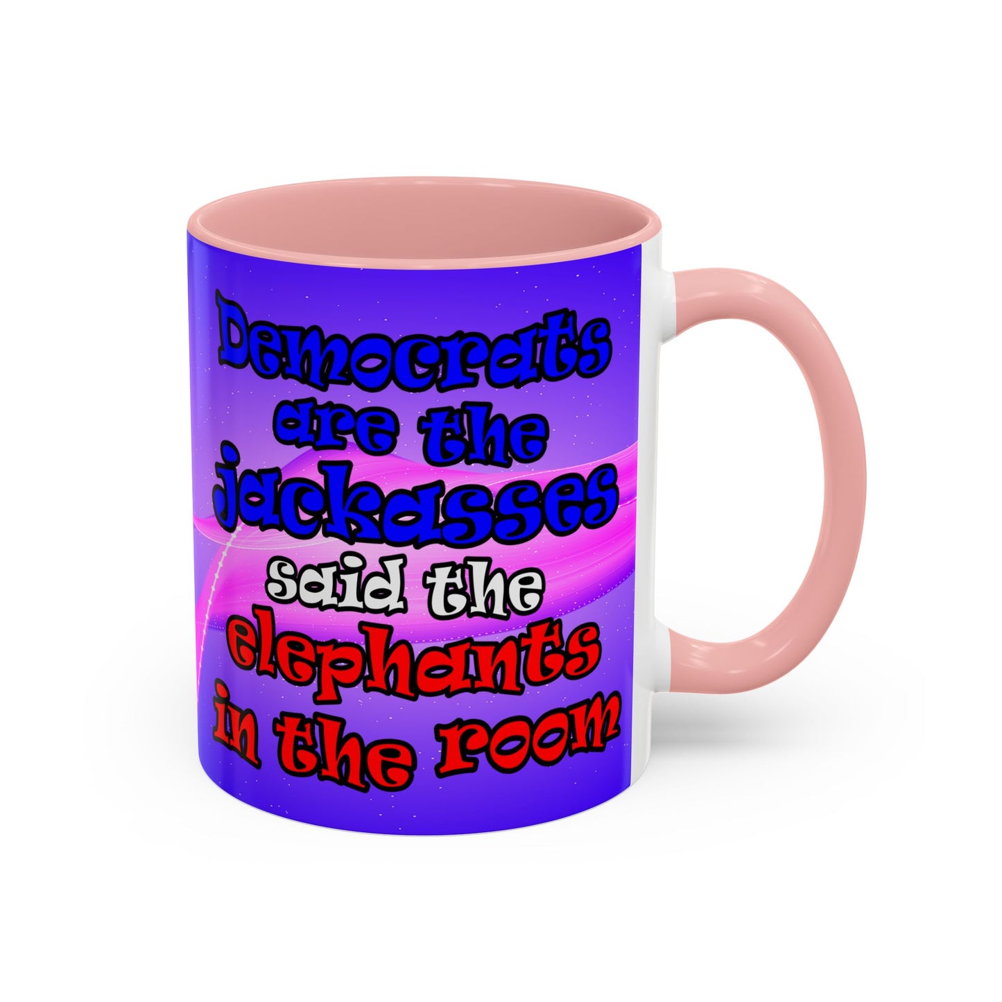 donkeys and elephants - Accent Mug (purple-pink wave)
