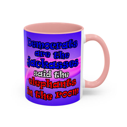 donkeys and elephants - Accent Mug (purple-pink wave)