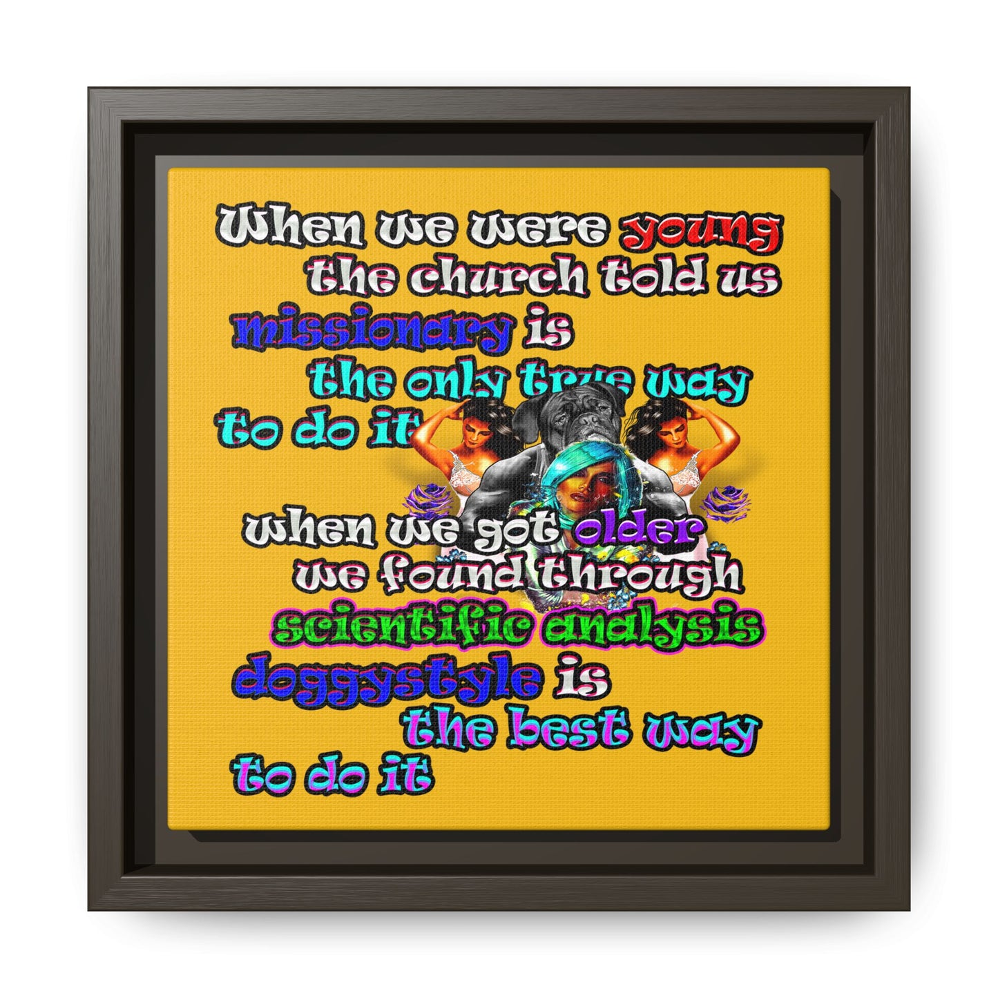doggystyle - framed canvas art (yellow)