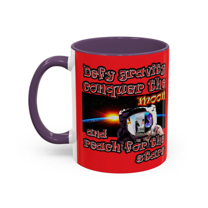 defy conquer reach - Accent Mug (red)