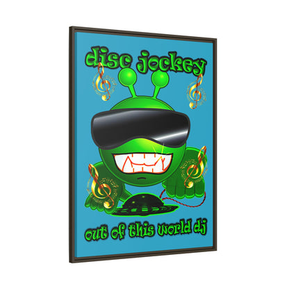 disc jockey - framed canvas art (turquoise)
