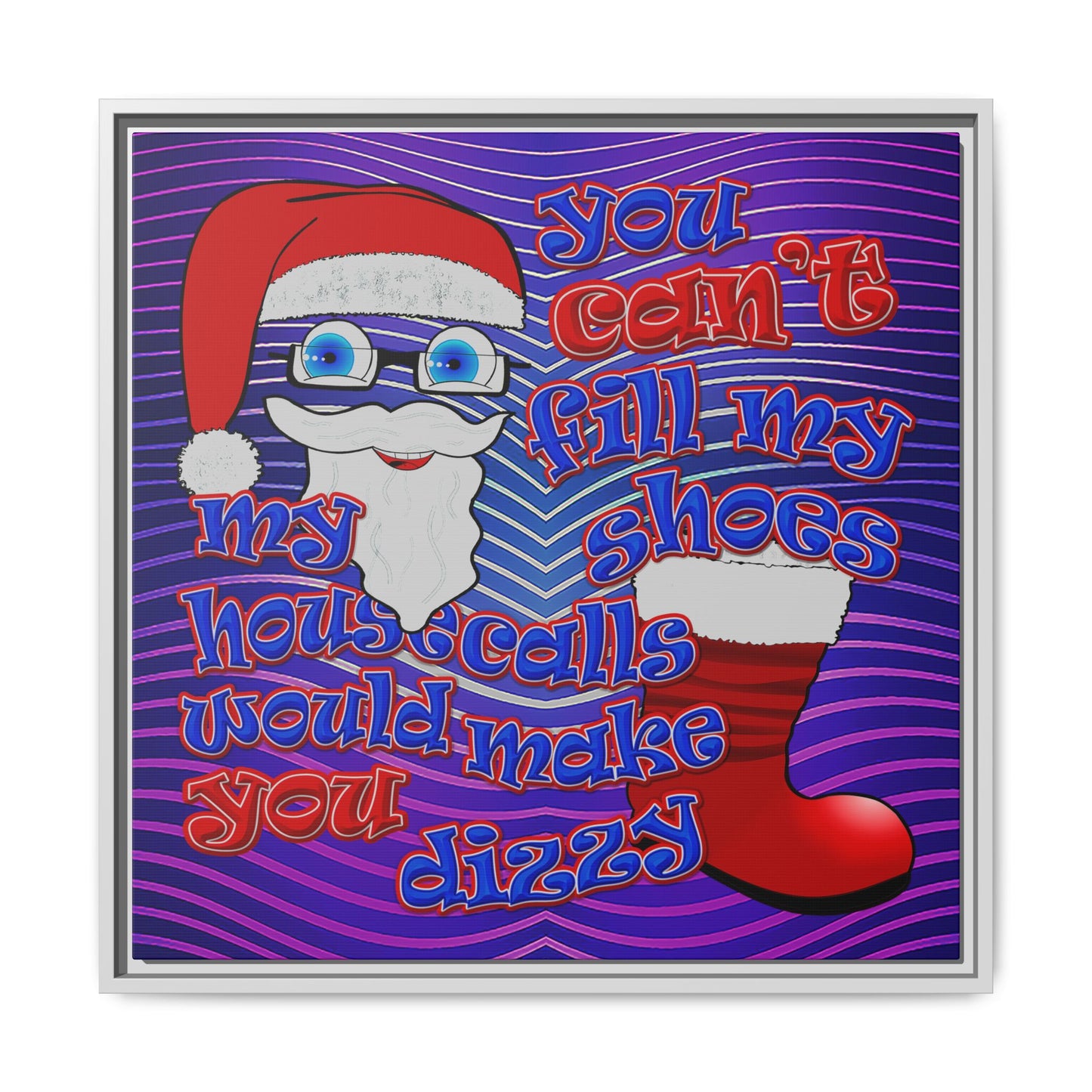 santa's shoes - framed canvas art (purple wave)