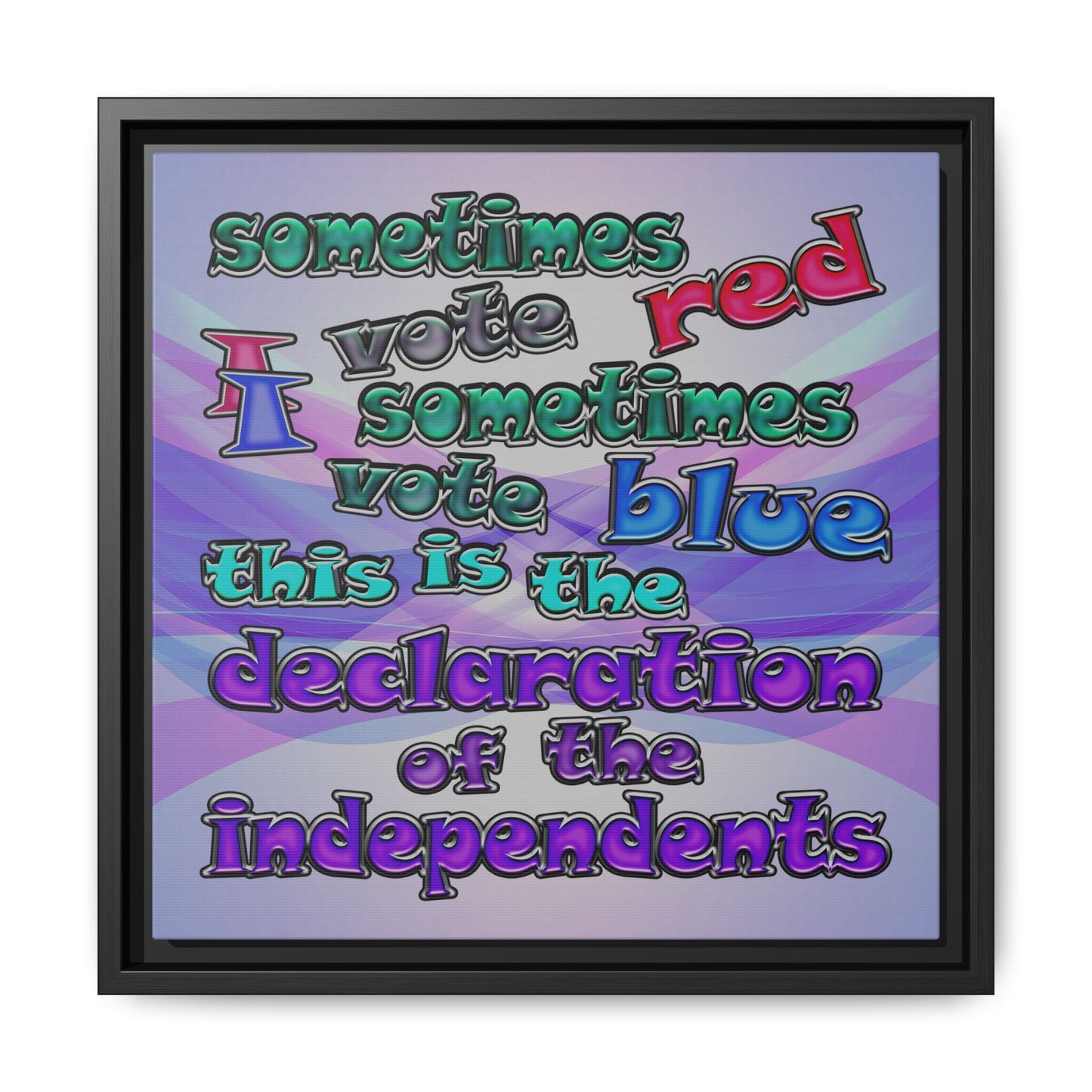 declaration of the independents - framed canvas art (light blue-pink wave)
