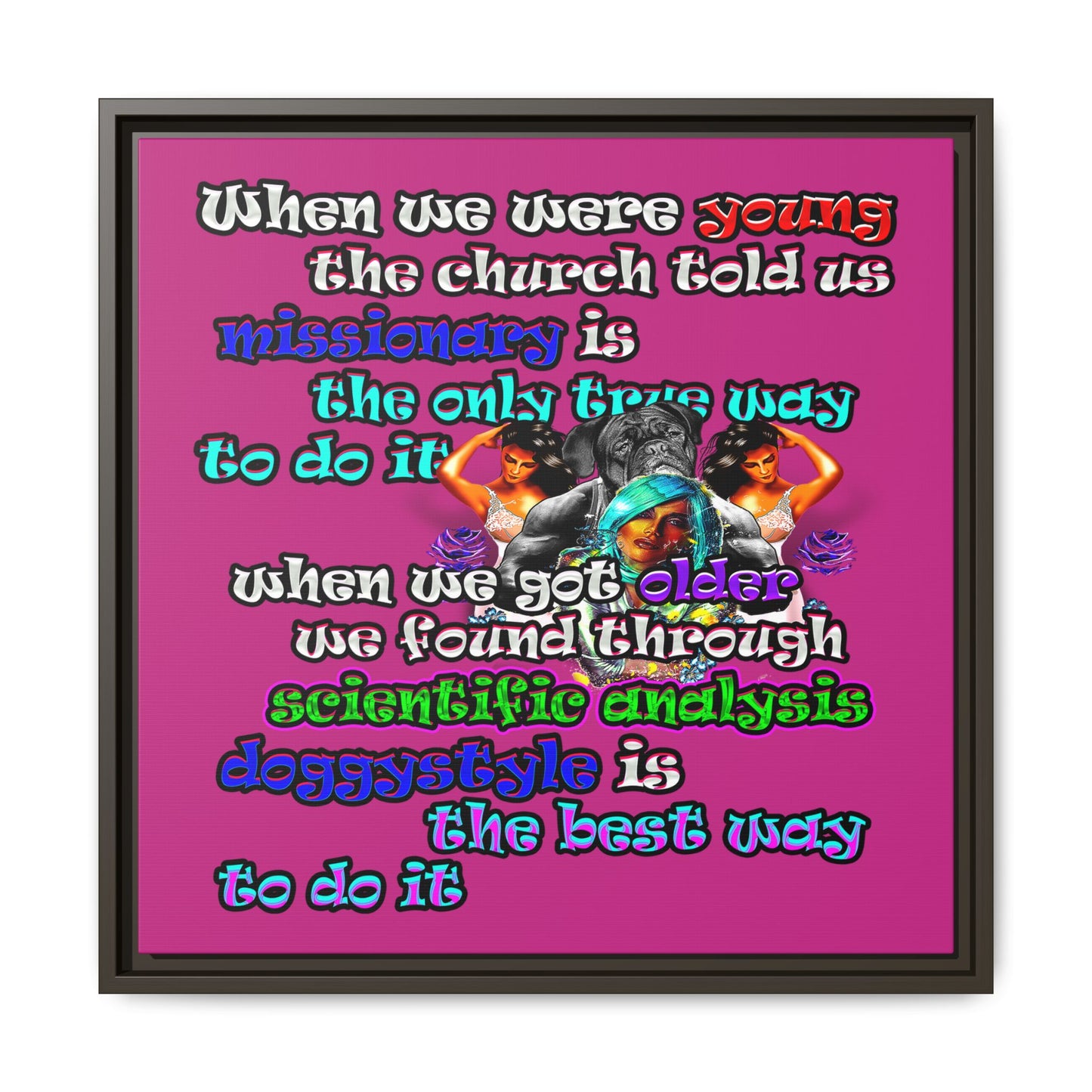 doggystyle - framed canvas art (pink)