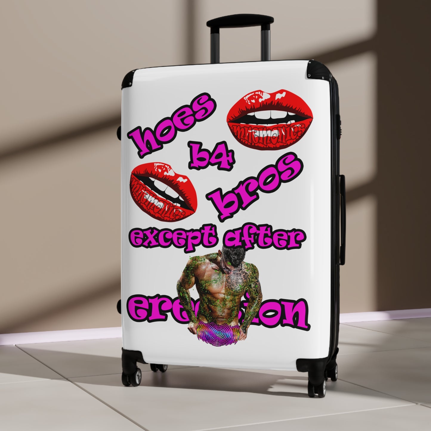 hoes b4 bros - Suitcase (white)