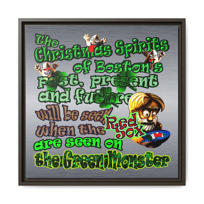 christmas spirits of boston - framed canvas art (brushed nickel)