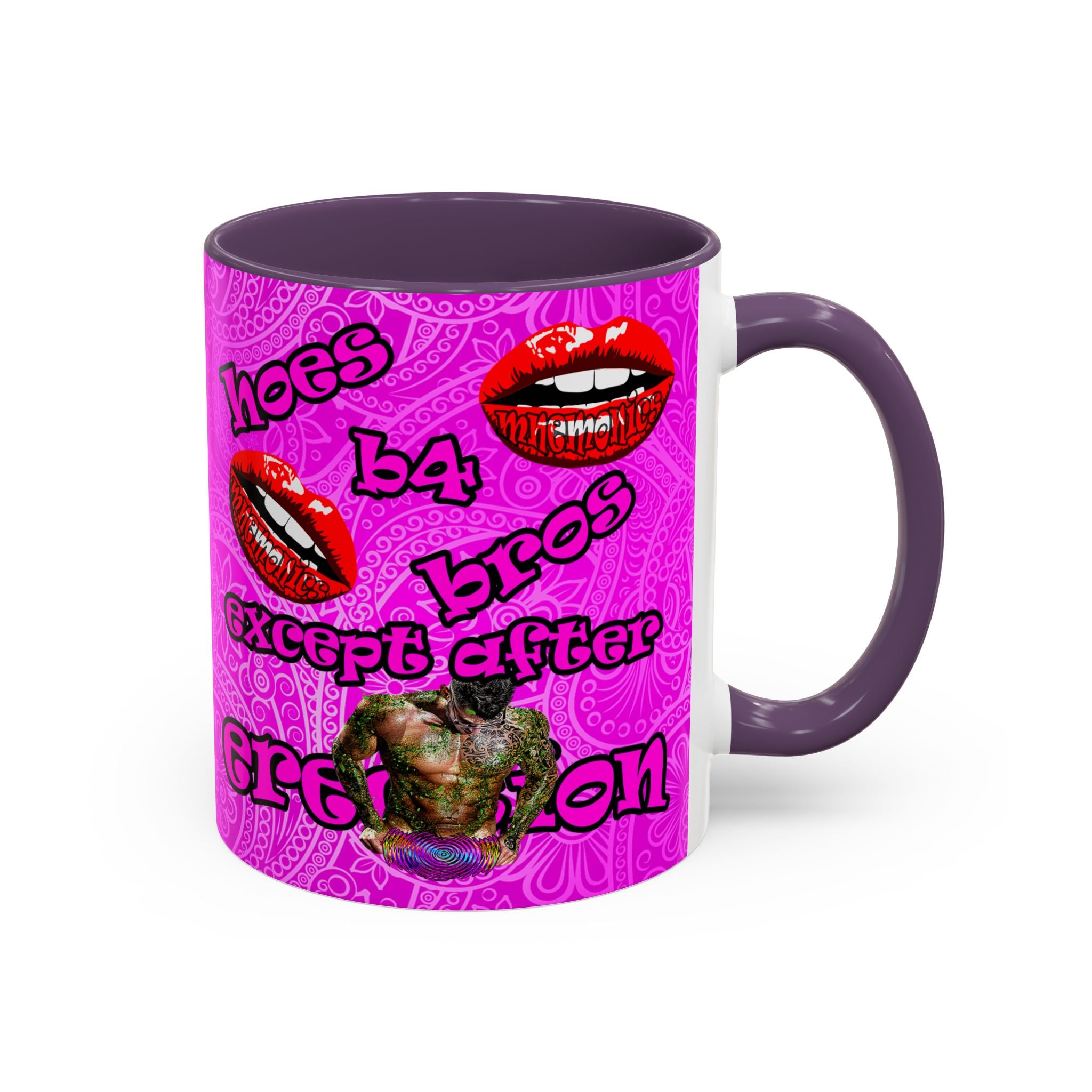 hoes b4 bros - Accent Mug (pink swirl)