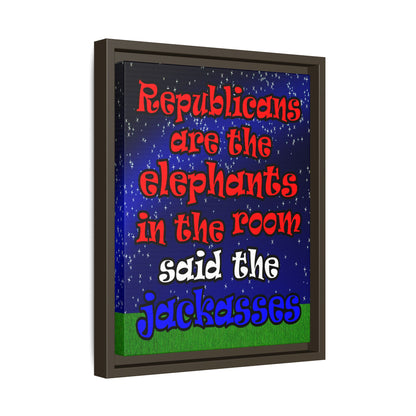 donkeys and elephants - framed canvas art ('snoops' background)