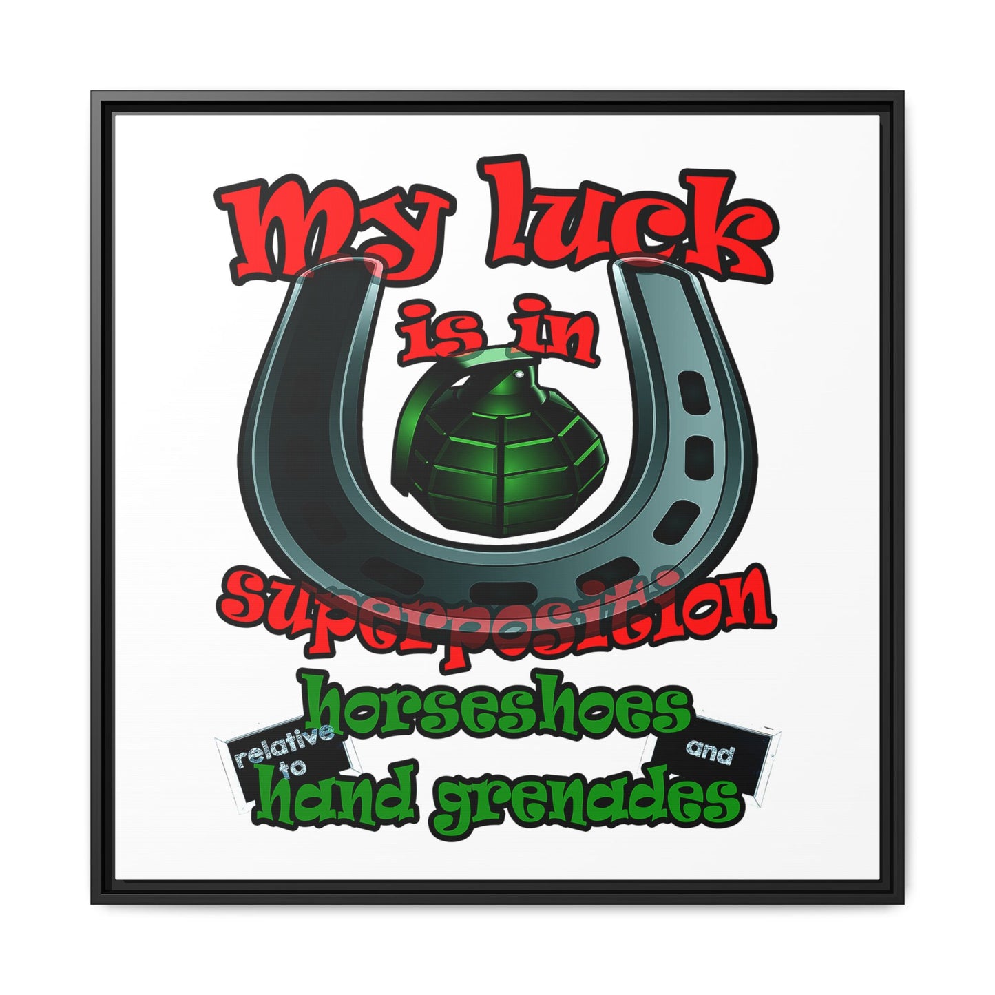 my luck - framed canvas art (white)