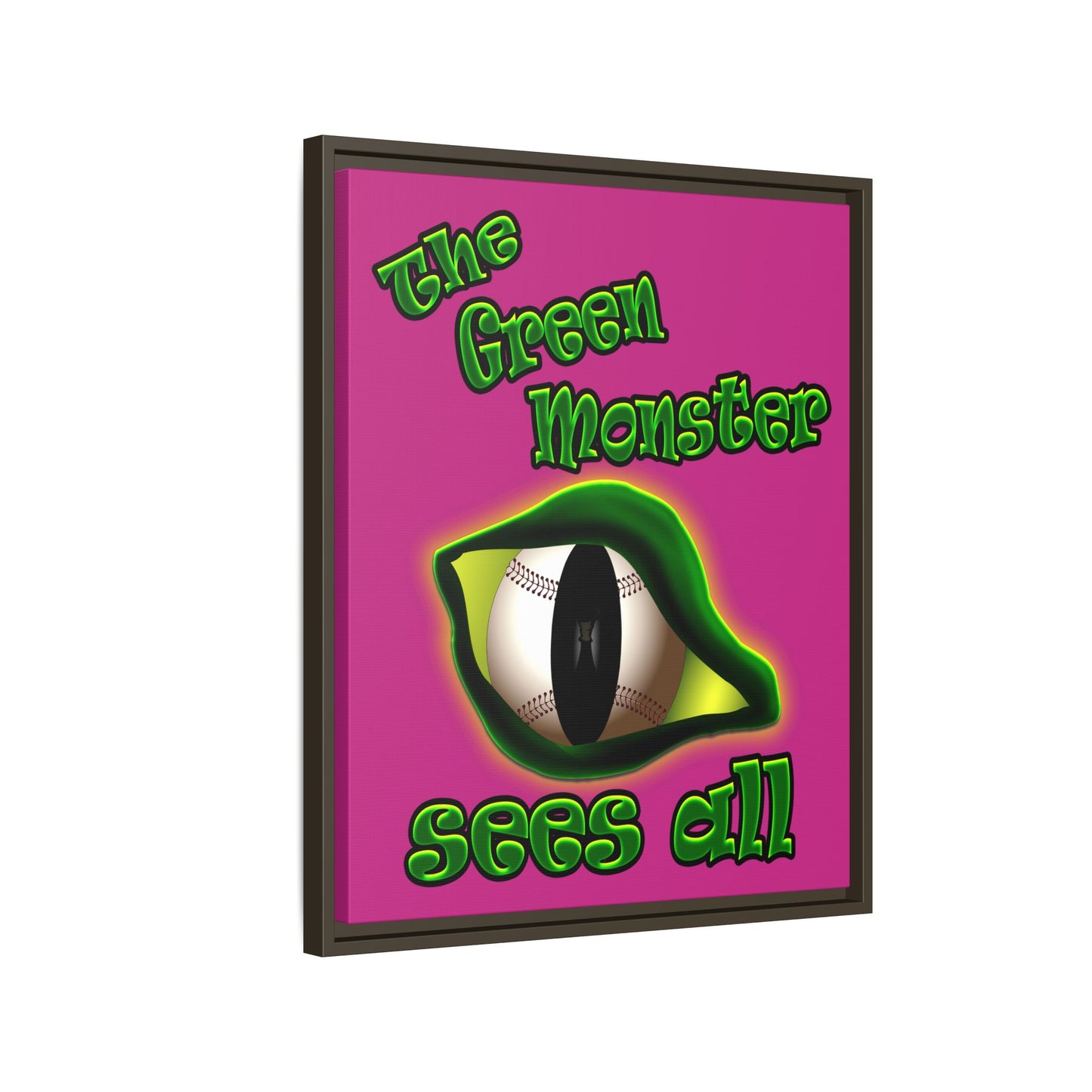 green monster - framed canvas art (pink)