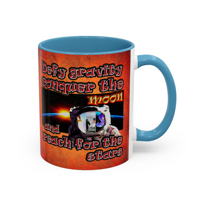 defy conquer reach - Accent Mug (burnt orange)