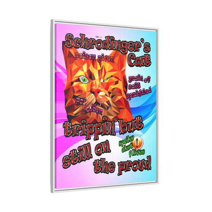 schrodinger's cat - framed canvas art (light blue-pink wave)