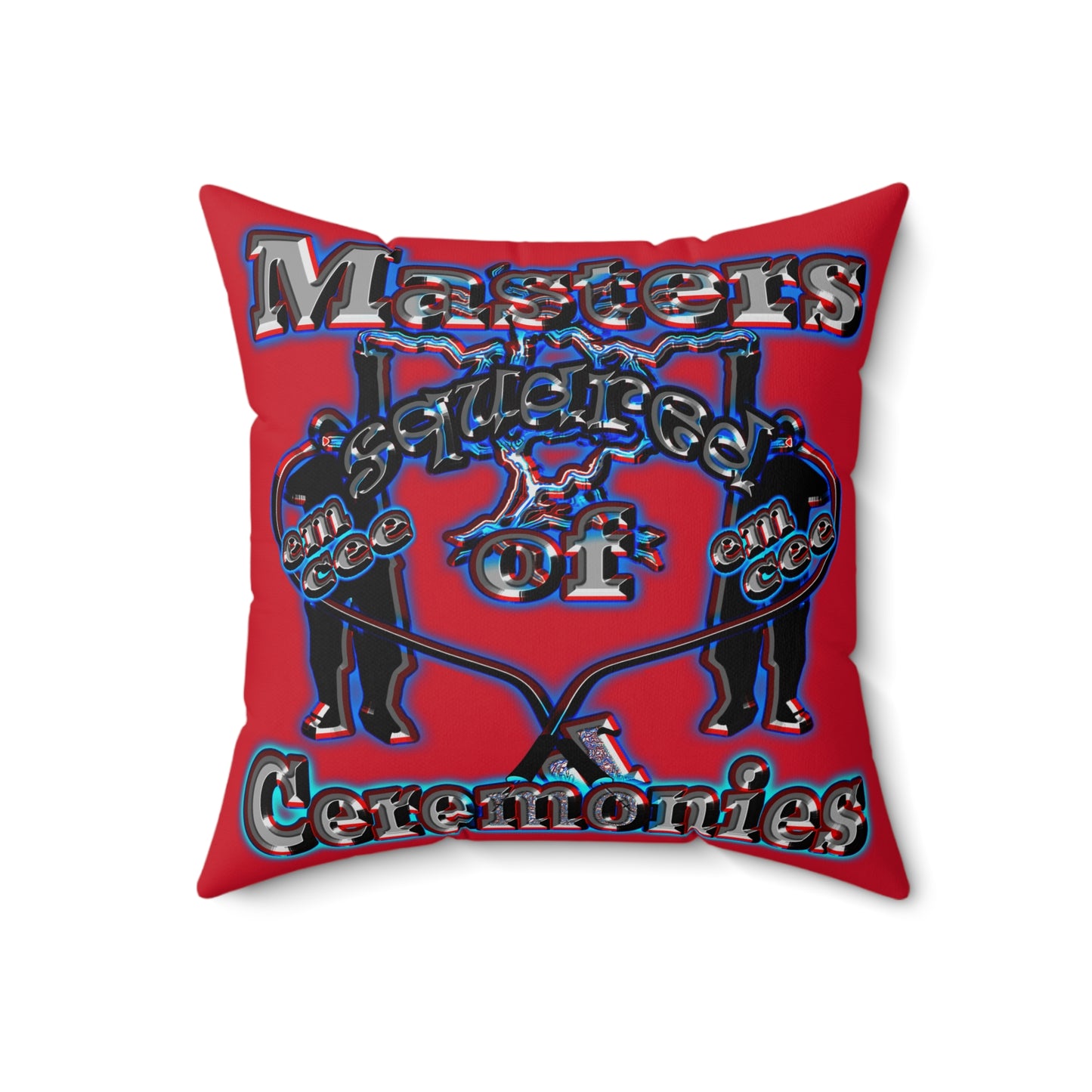 em cee squared - Spun Polyester Square Pillow - (dark red)