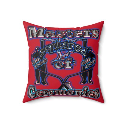 em cee squared - Spun Polyester Square Pillow - (dark red)