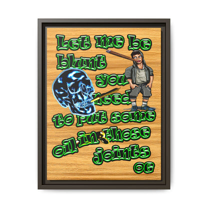 og - framed canvas art (butterscotch wood finish)