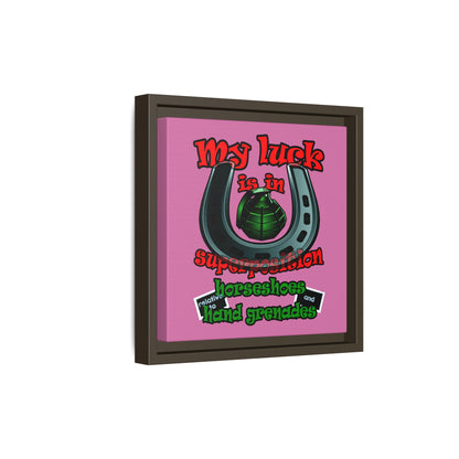 my luck - framed canvas art (light pink)
