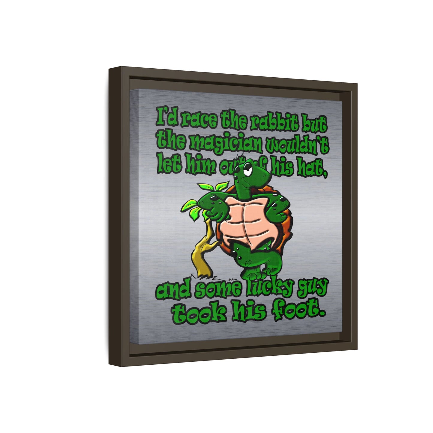 turtle race - framed canvas art (brushed nickel)