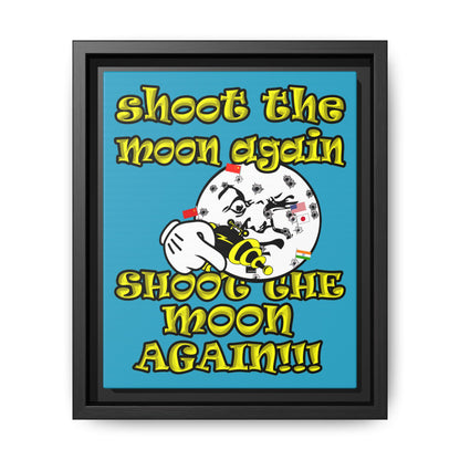 shoot the moon again - framed canvas art (turquoise)