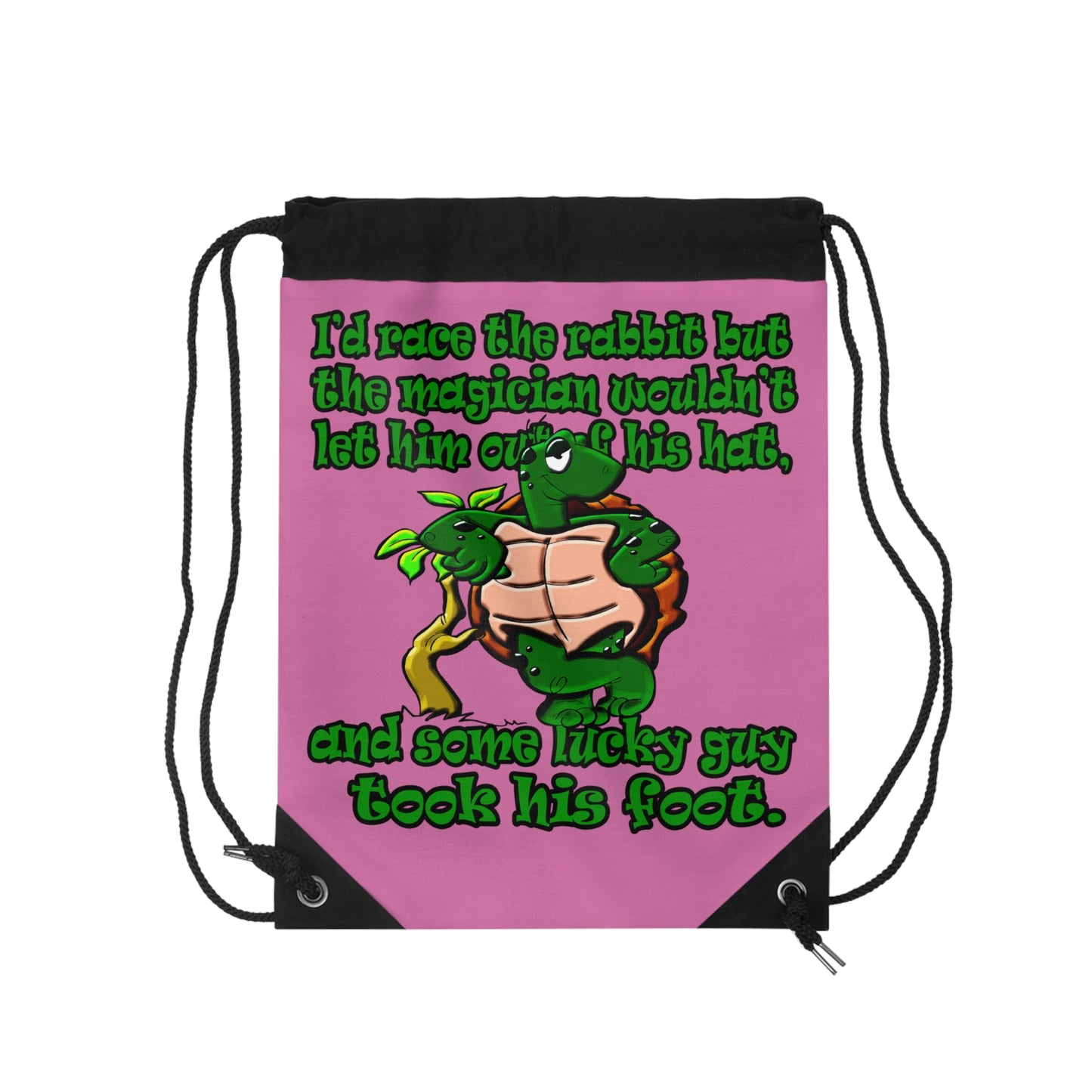 turtle race - Drawstring Bag (light pink)