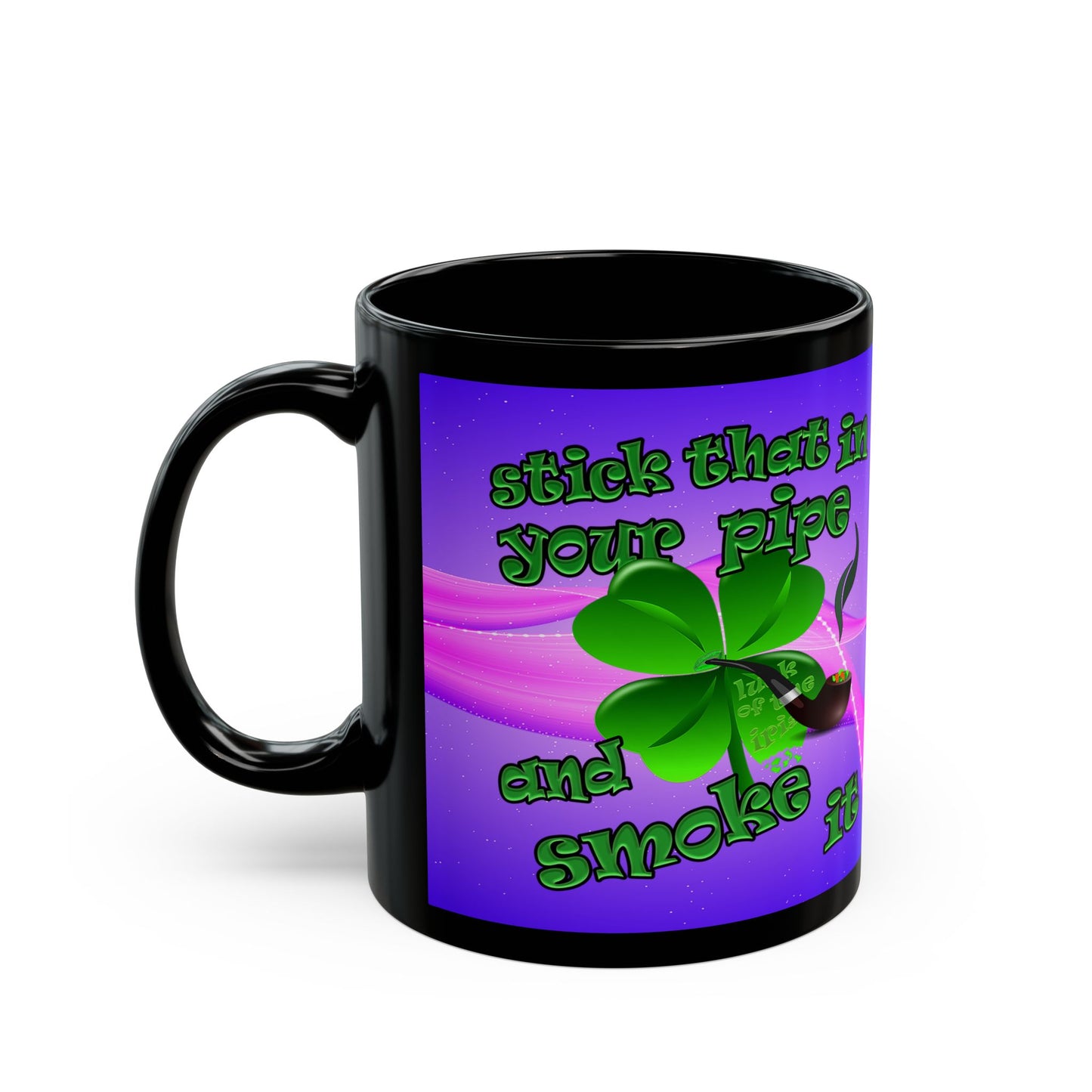 celtics logo - Black Mug (purple-pink wave)