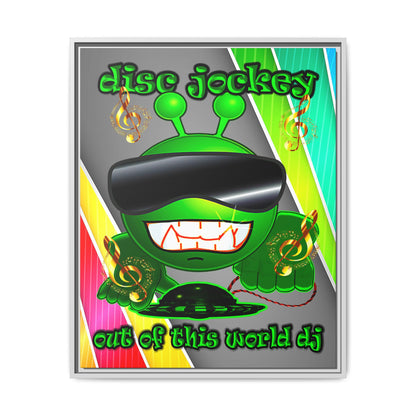 disc jockey - framed canvas art (rainbow split)