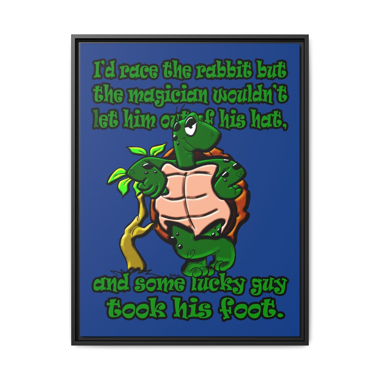turtle race - framed canvas art (dark blue)