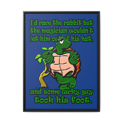 turtle race - framed canvas art (dark blue)