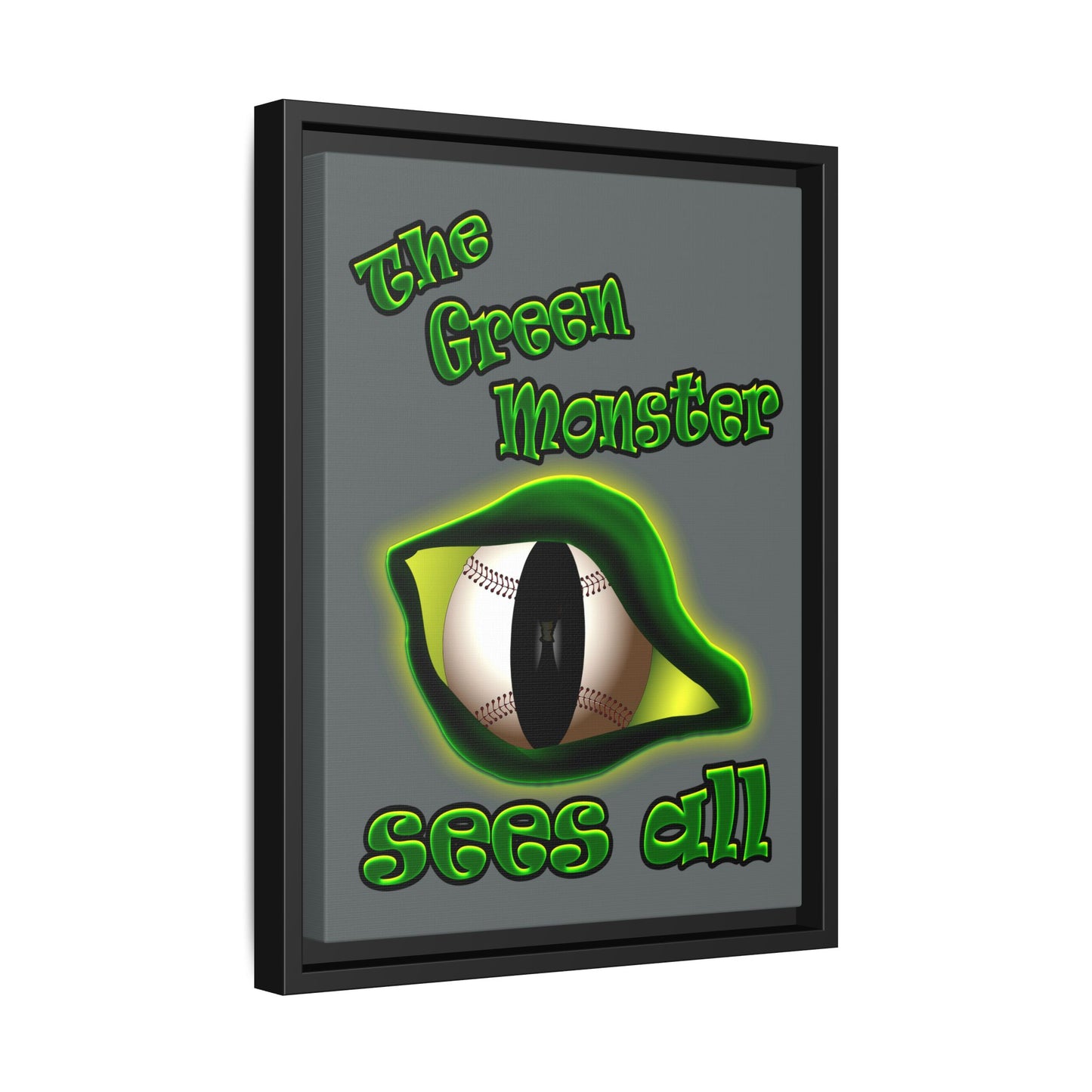 green monster - framed canvas art (dark grey)