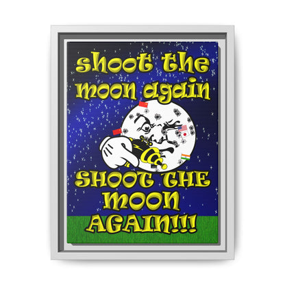 shoot the moon again - framed canvas art ('snoops' background)