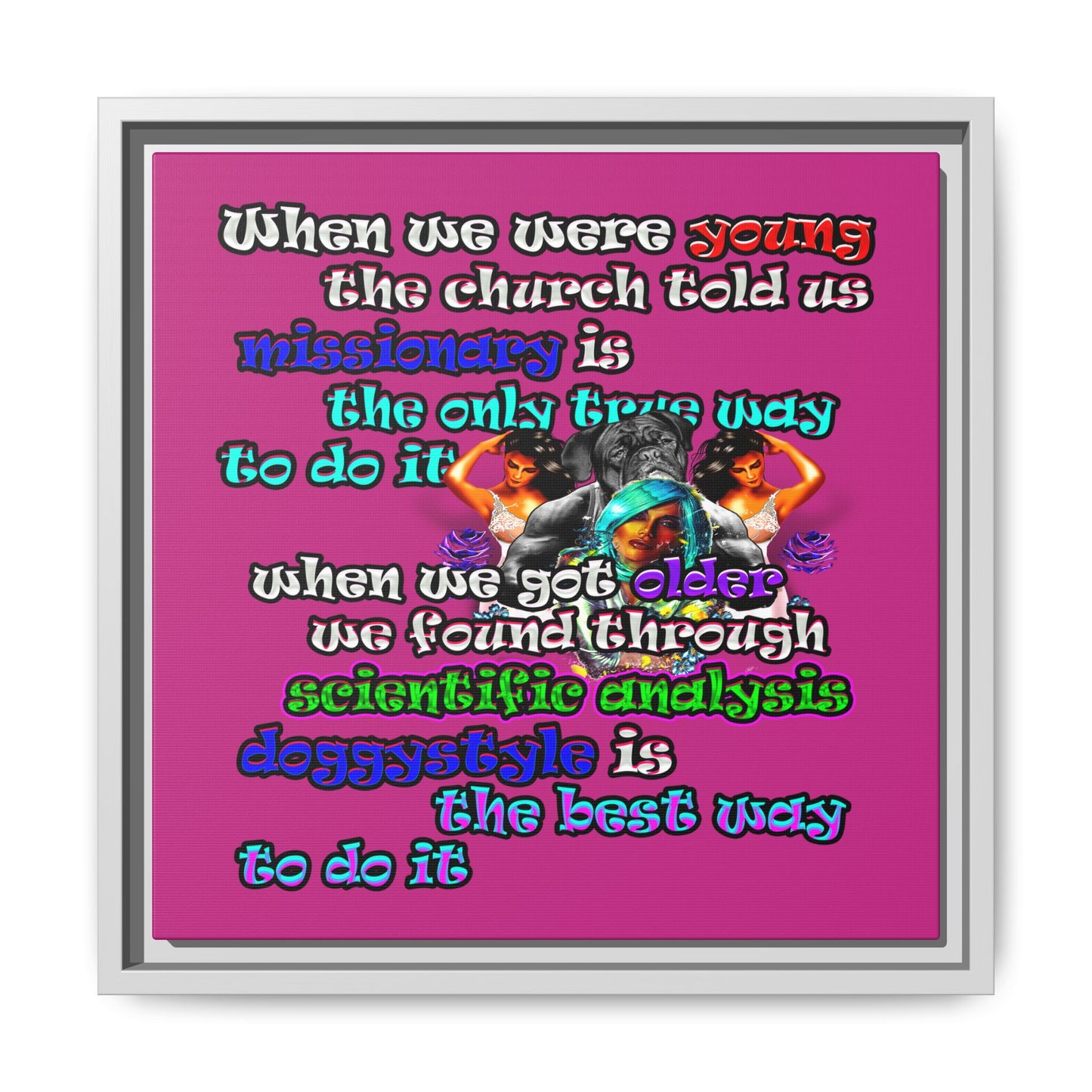 doggystyle - framed canvas art (pink)