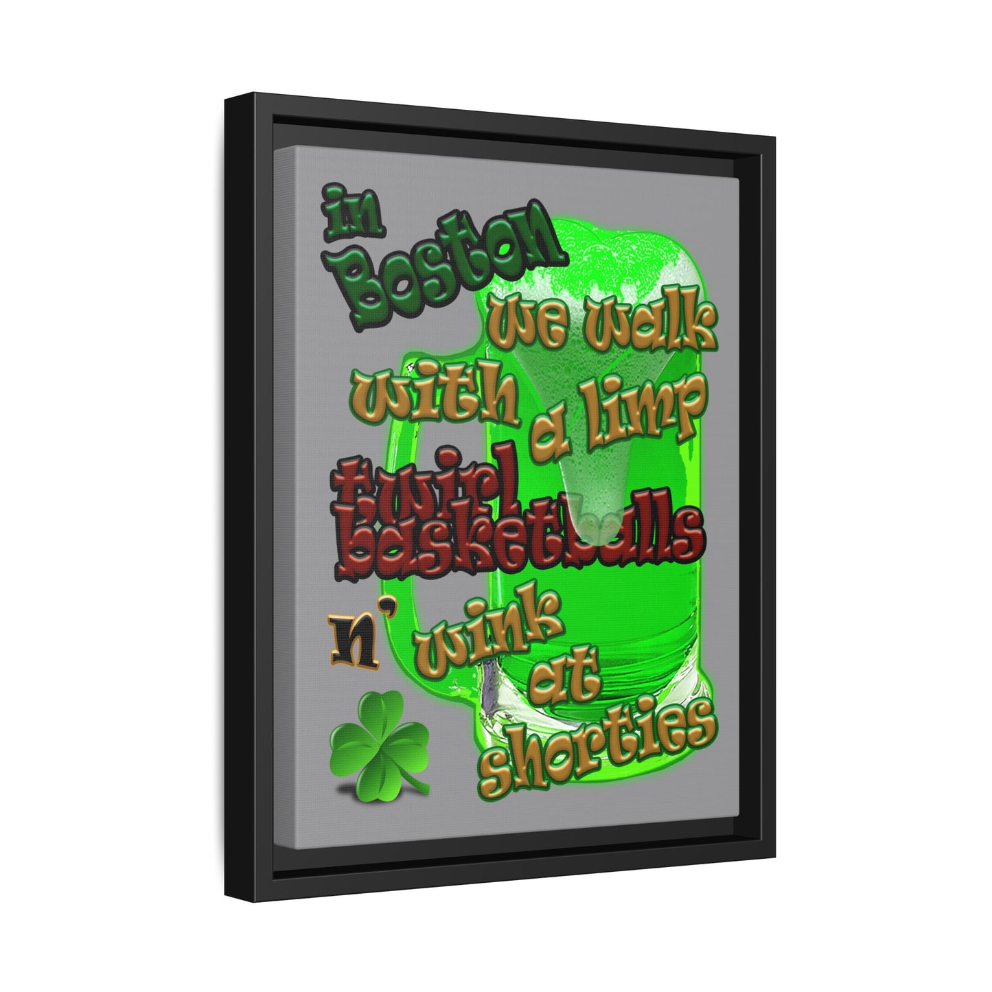 celtics logo - framed canvas art (grey)