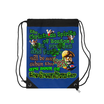 christmas spirits of boston - Drawstring Bag (dark blue)