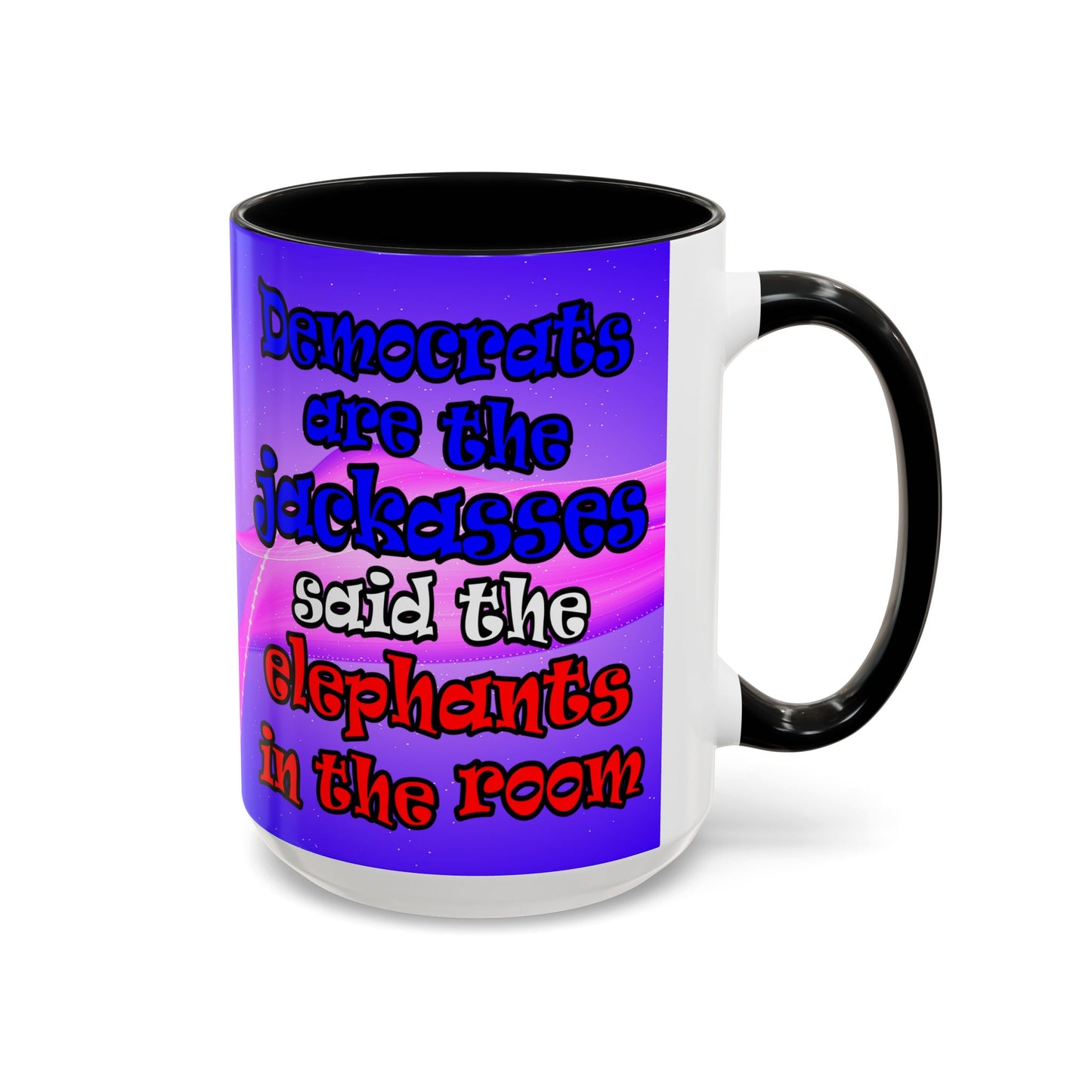 donkeys and elephants - Accent Mug (purple-pink wave)