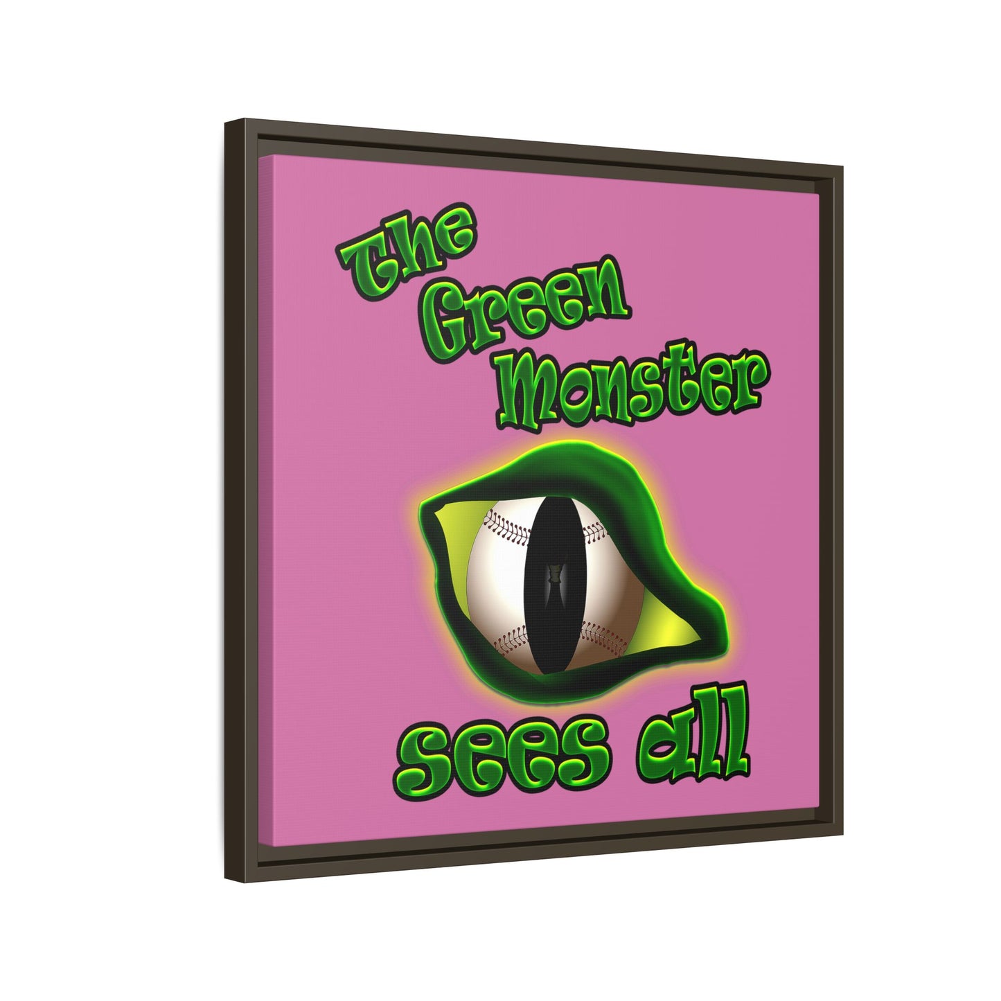 green monster - framed canvas art (light pink)