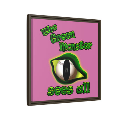green monster - framed canvas art (light pink)