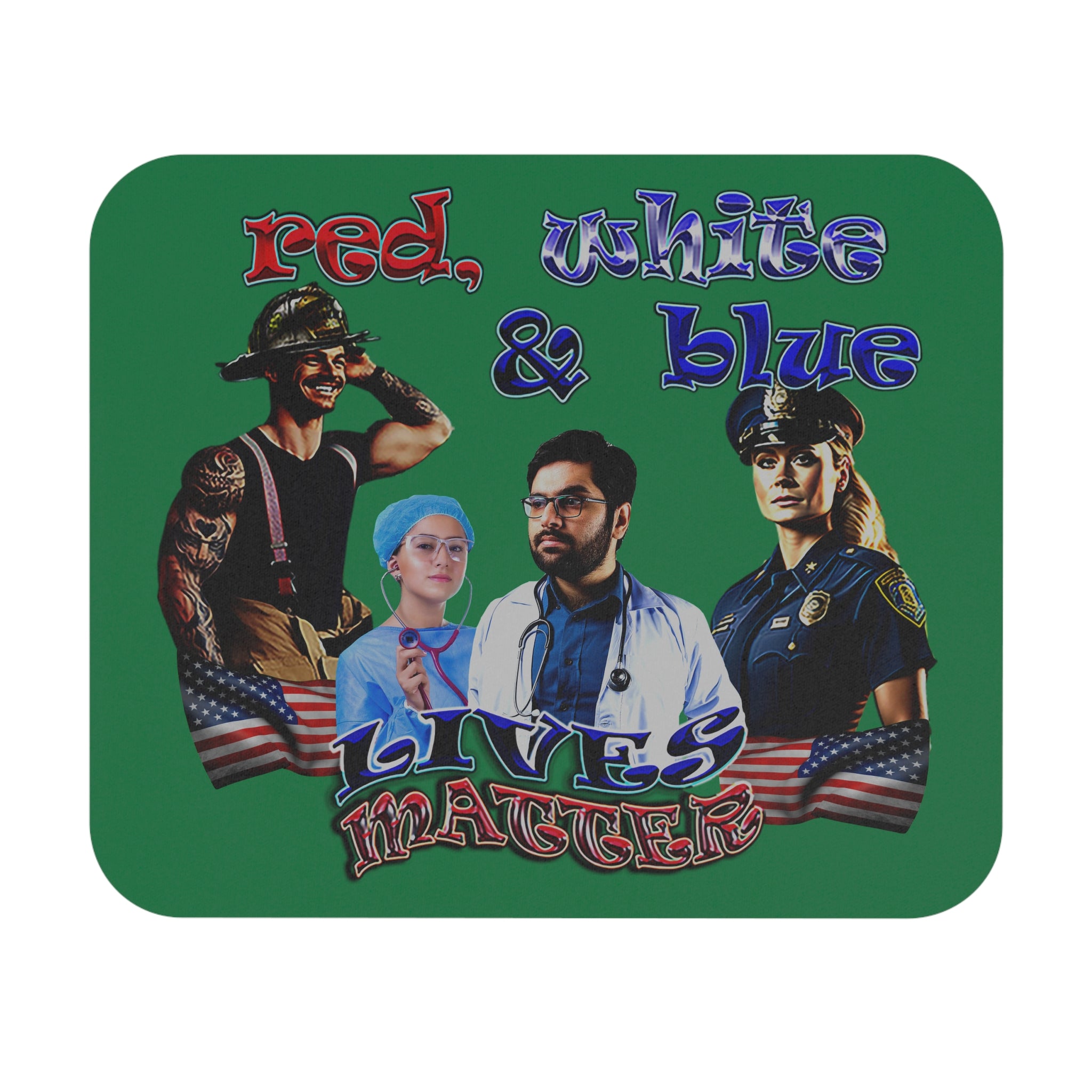 rw&b lives matter - Mouse Pad (Rectangle) (dark green)