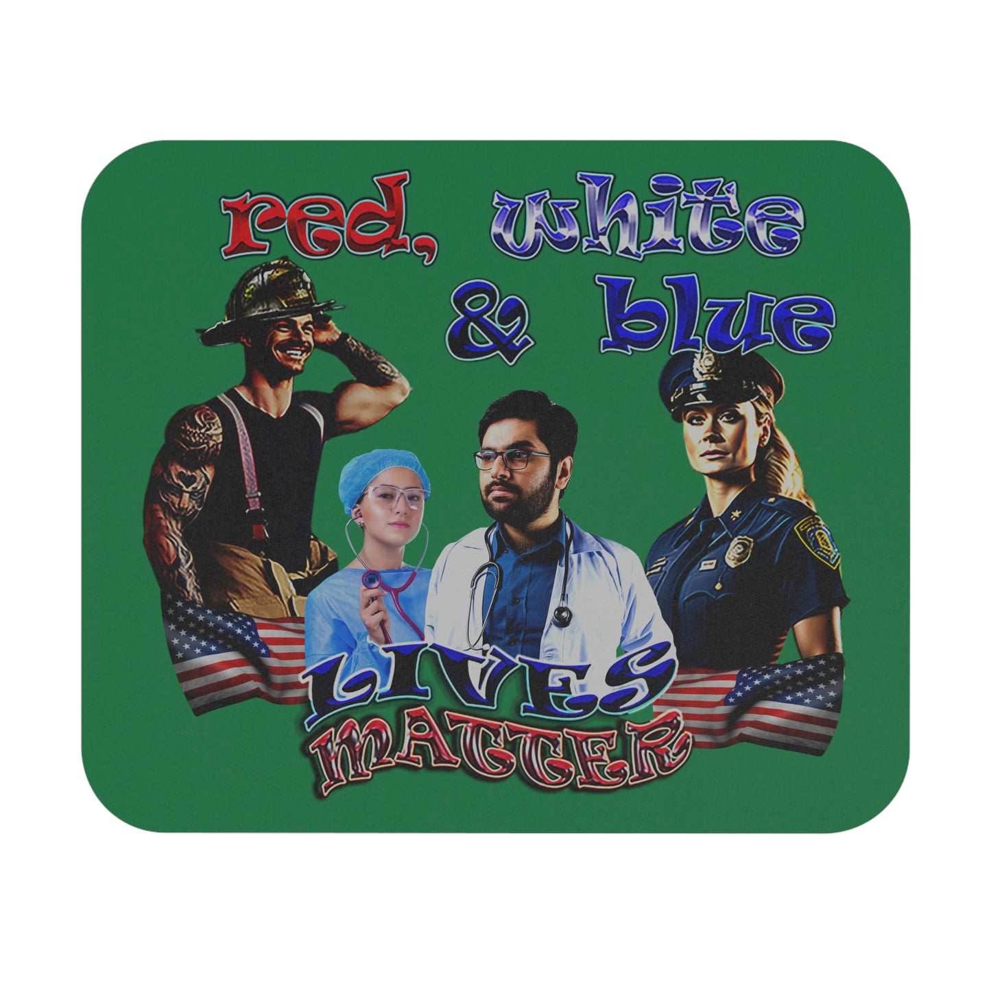 rw&b lives matter - Mouse Pad (Rectangle) (dark green)