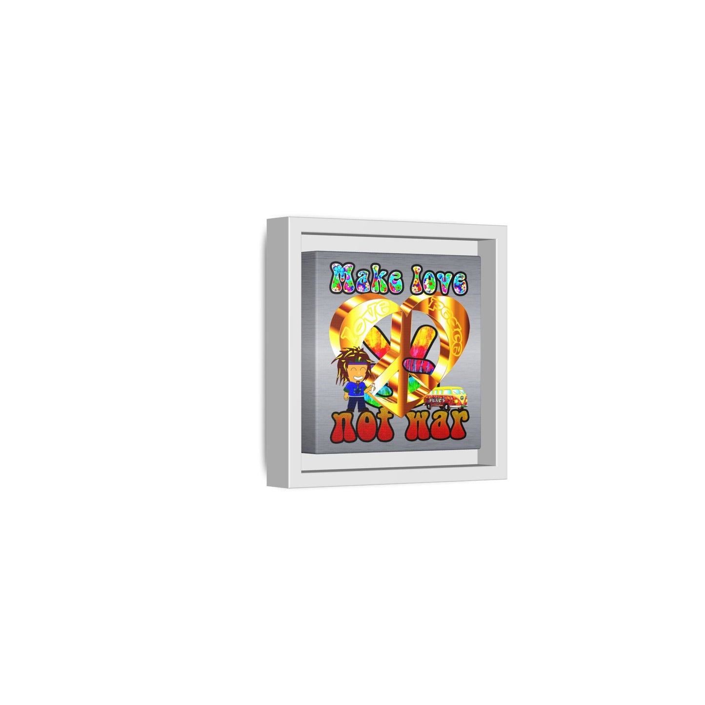 love peace - framed canvas art (brushed nickel)